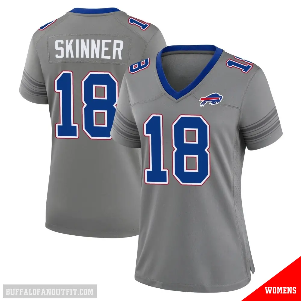 ＃18 Women's Quentin Skinner Gray Game Buffalo Bills Nickel City Jersey